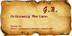 Grünzweig Mariann névjegykártya